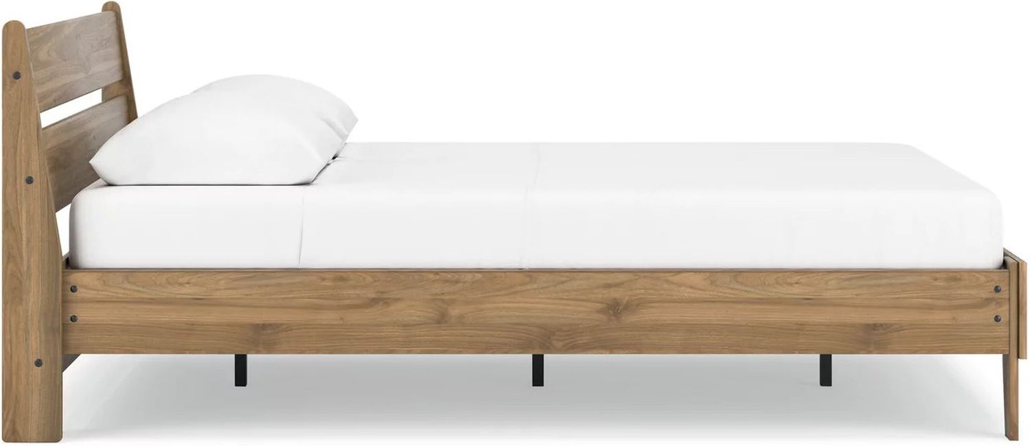 Deanlow Queen Platform Panel Bed In Honey EB1866B3