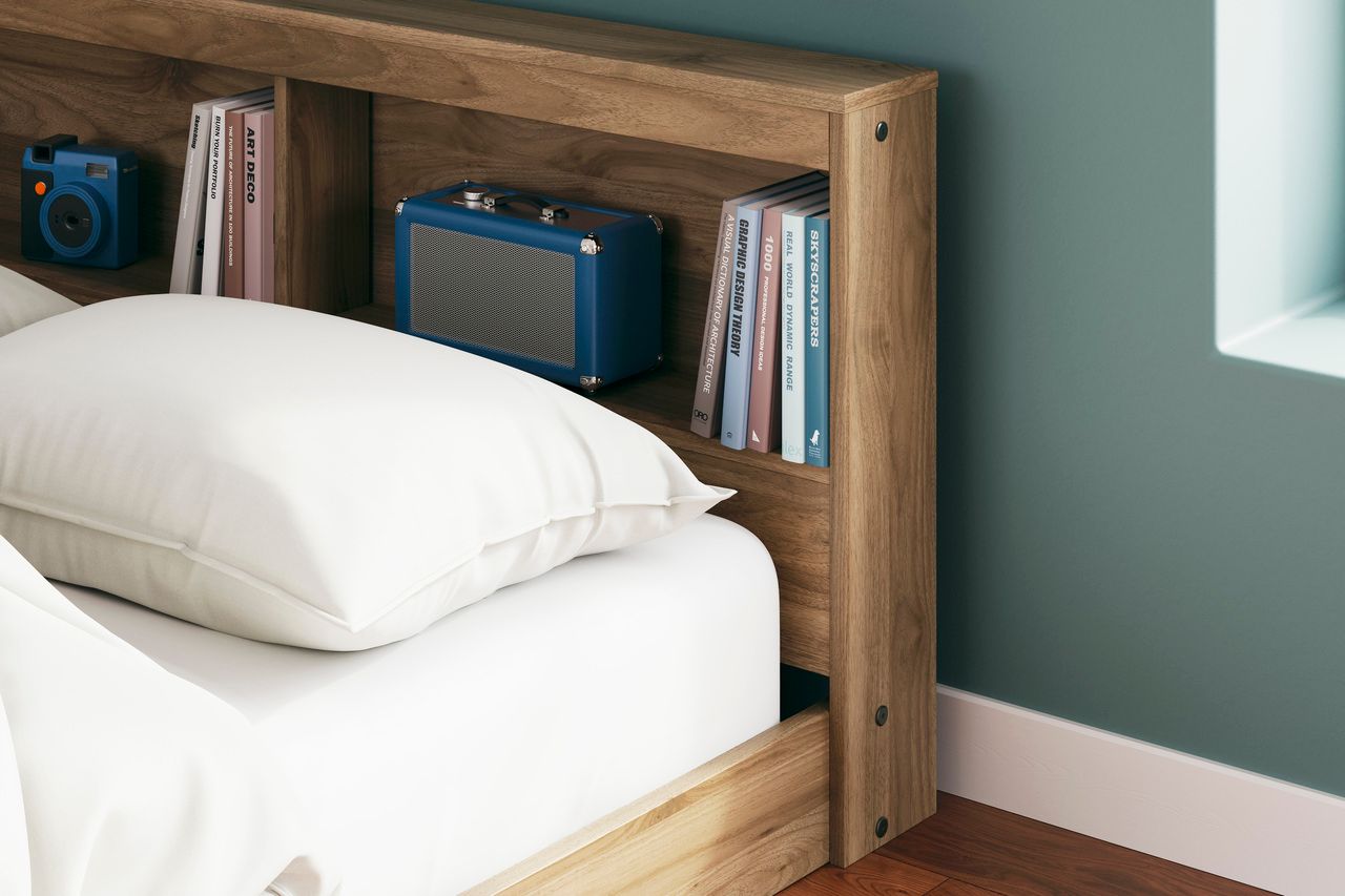 Deanlow Full Bookcase Storage Bed In Honey EB1866B5