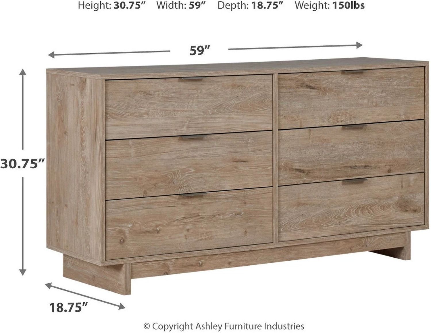 Oliah Natural Six Drawer Dresser EB2270231
