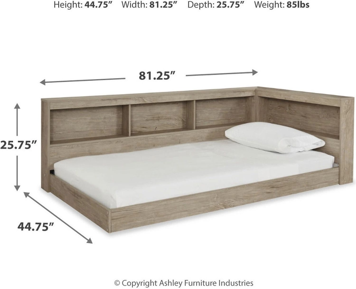 Oliah Natural Twin Bookcase Storage Bed EB2270B1