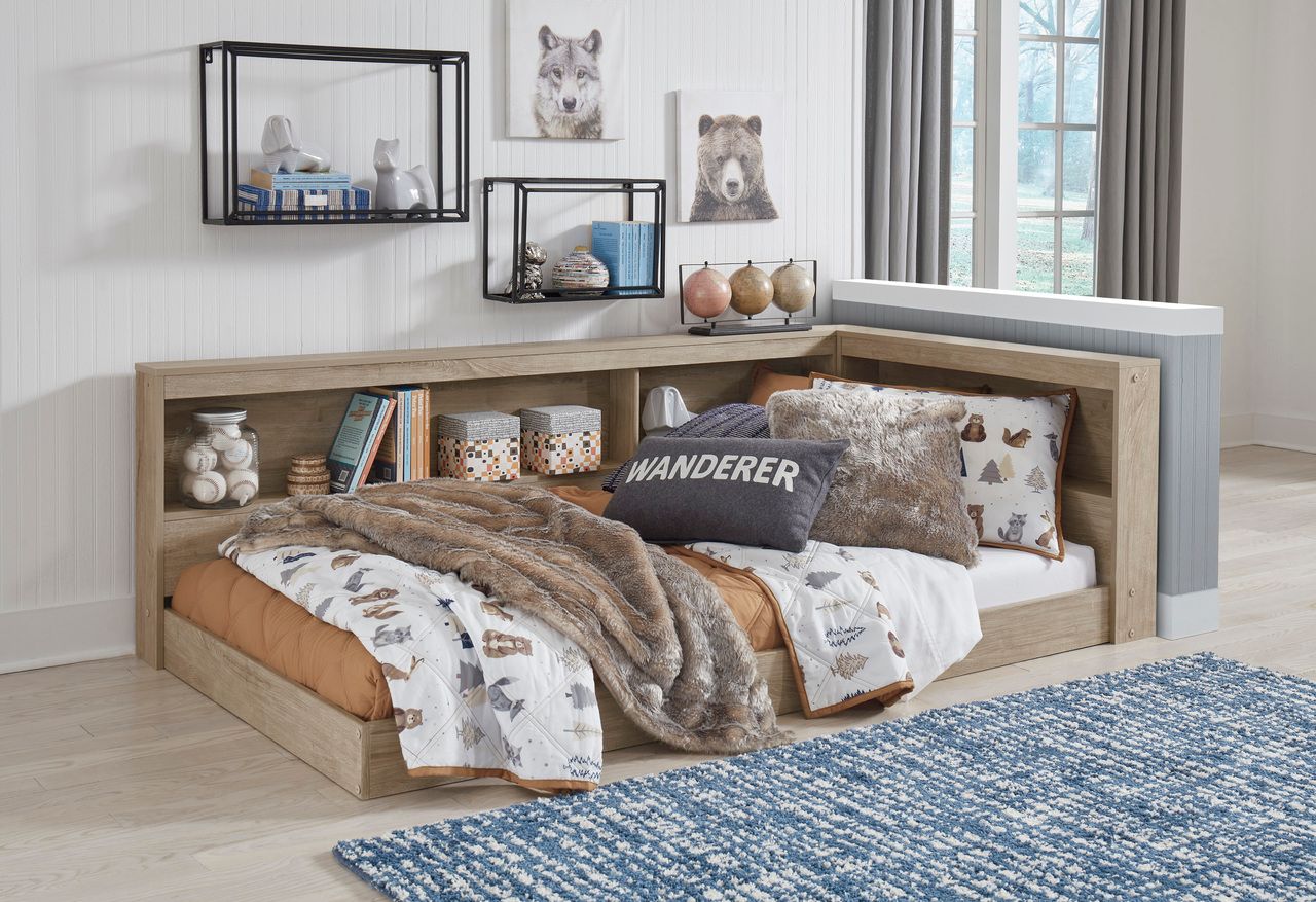 Oliah Natural Twin Bookcase Storage Bed EB2270B1