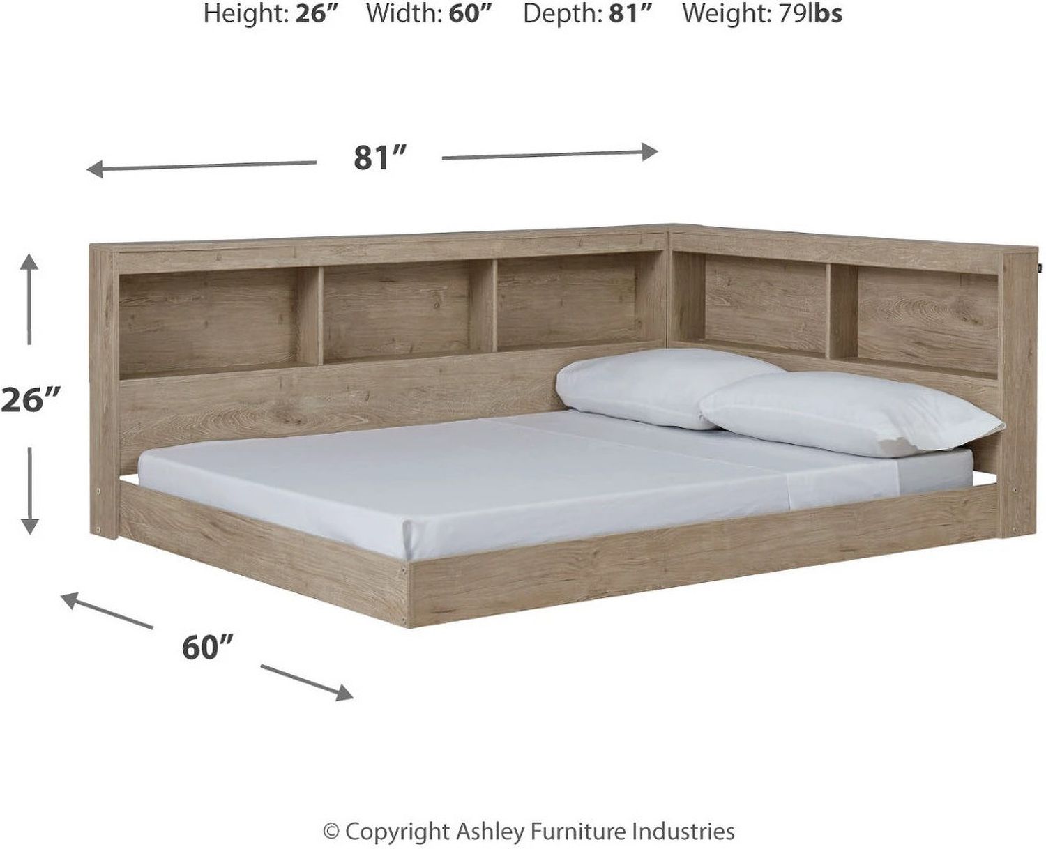 Oliah Natural Full Bookcase Storage Bed EB2270B2