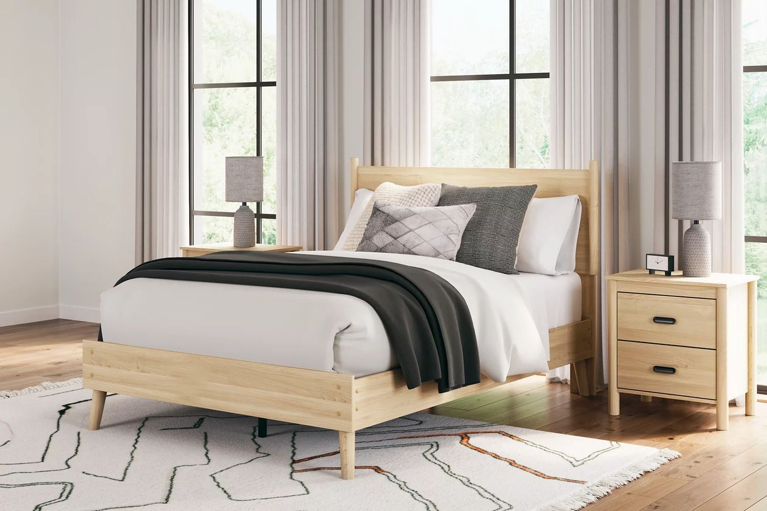 Cabinella Full Platform Panel Bed In Tan EB2444B1