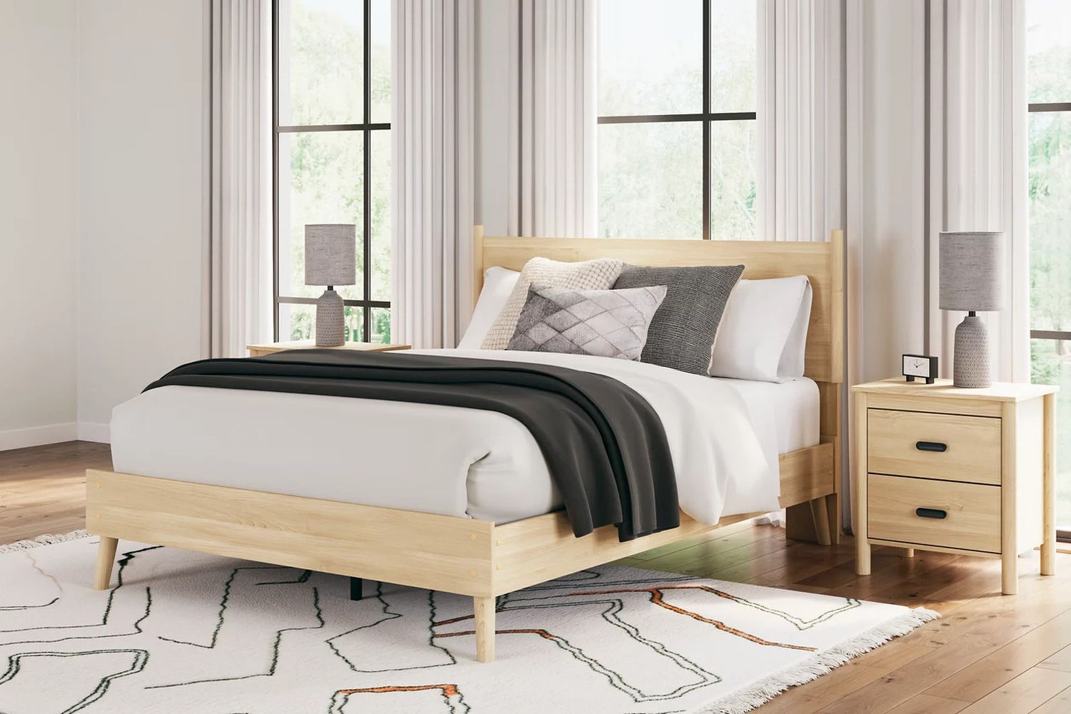 Cabinella Queen Platform Panel Bed In Tan EB2444B2