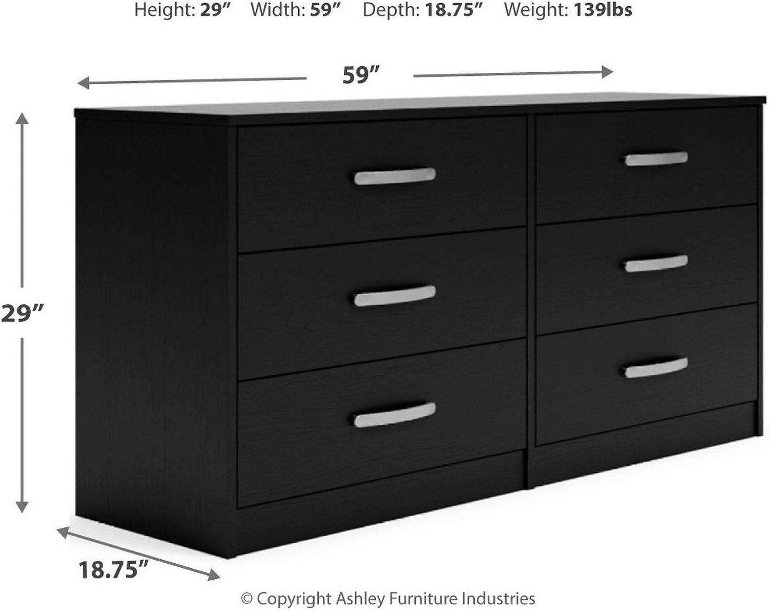 Finch Black Six Drawer Dresser EB3392231