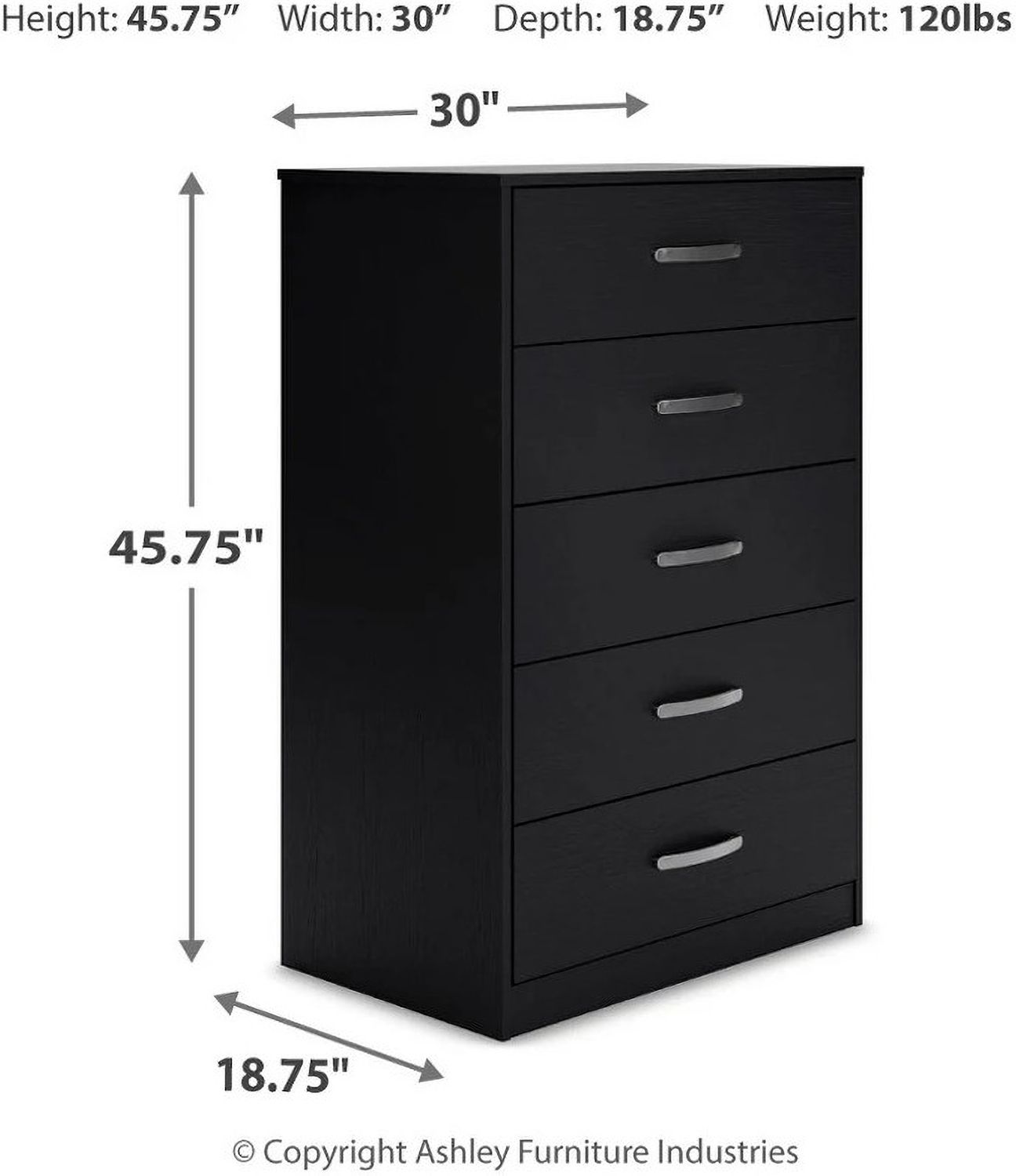 Finch Black Five Drawer Chest EB3392245