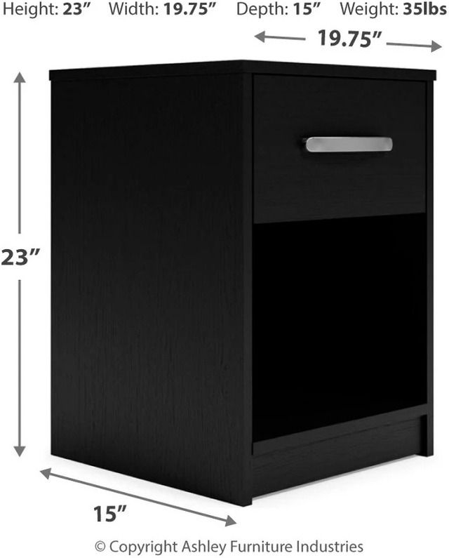 Finch Black One Drawer Night Stand EB3392291