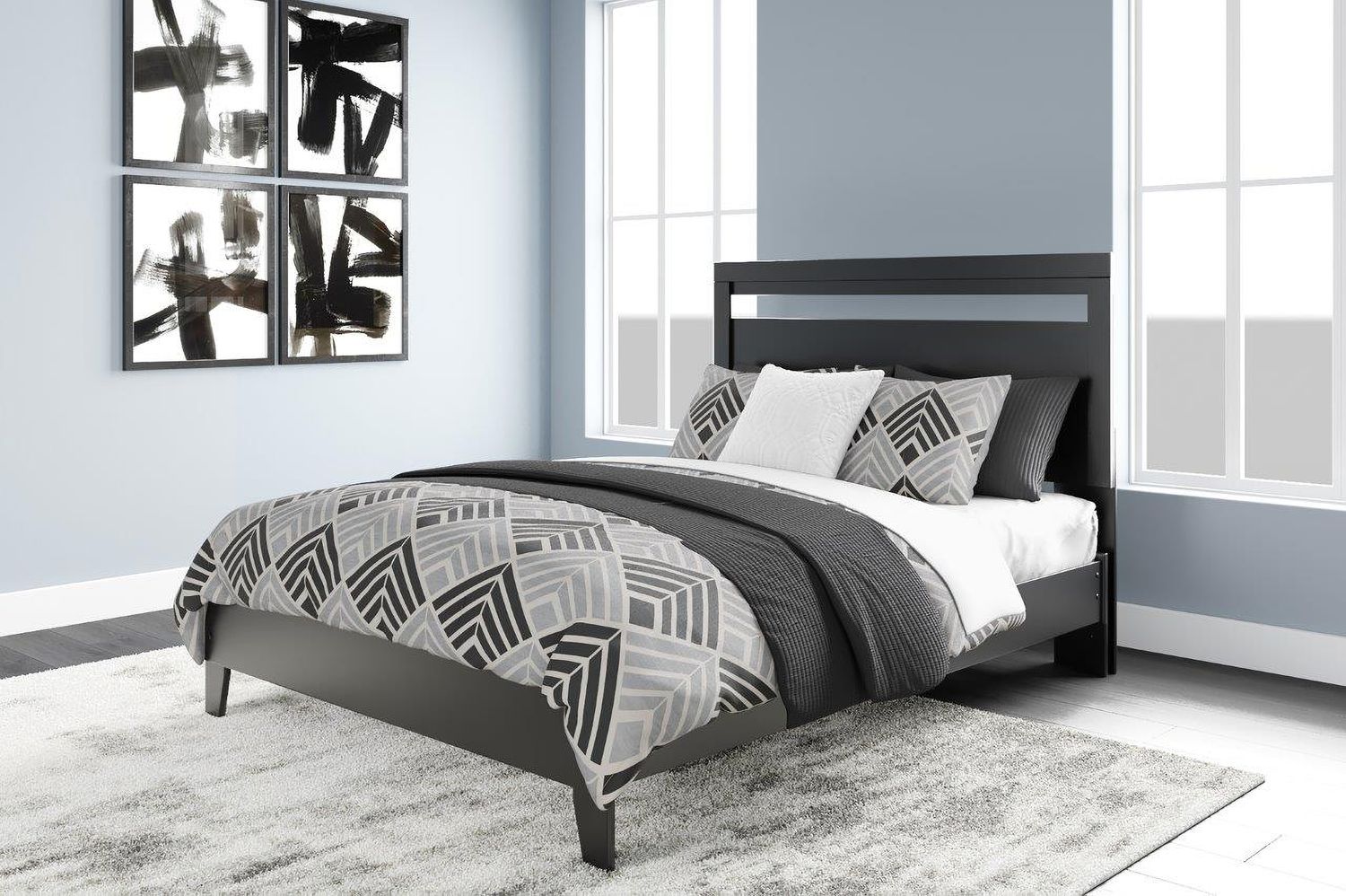 Finch Black Queen Platform Bed EB3392B2