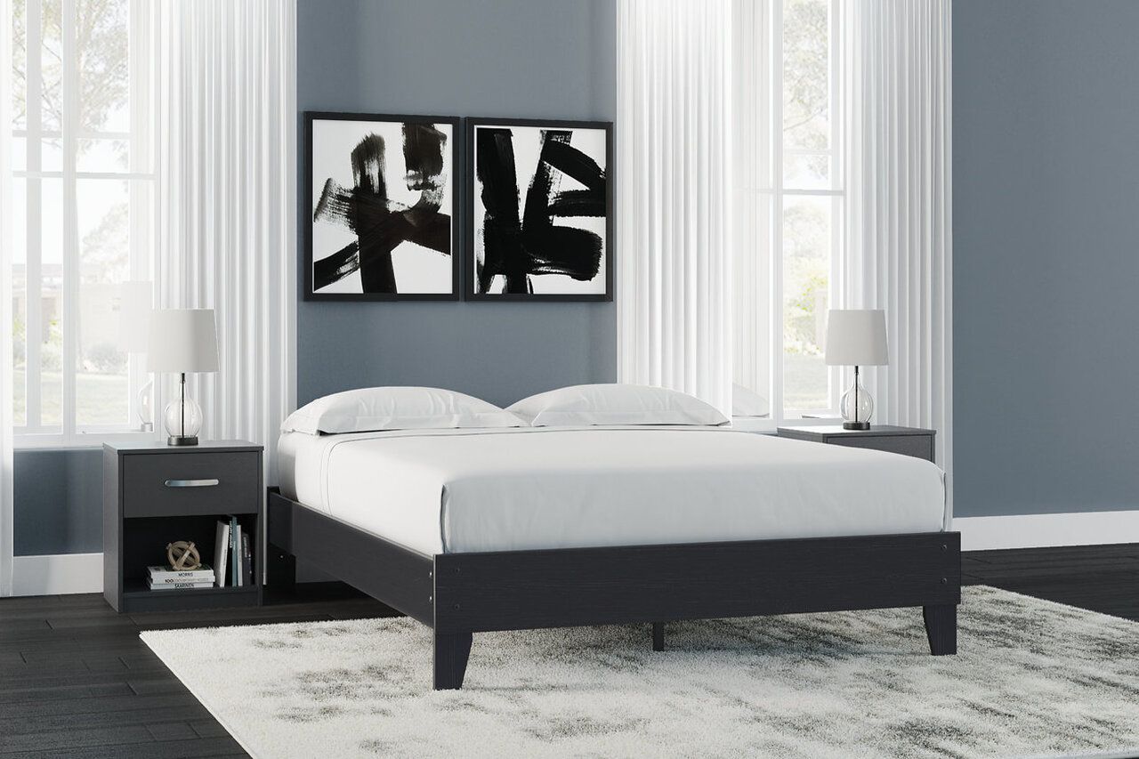Finch Black Queen Platform Bed EB3392B2