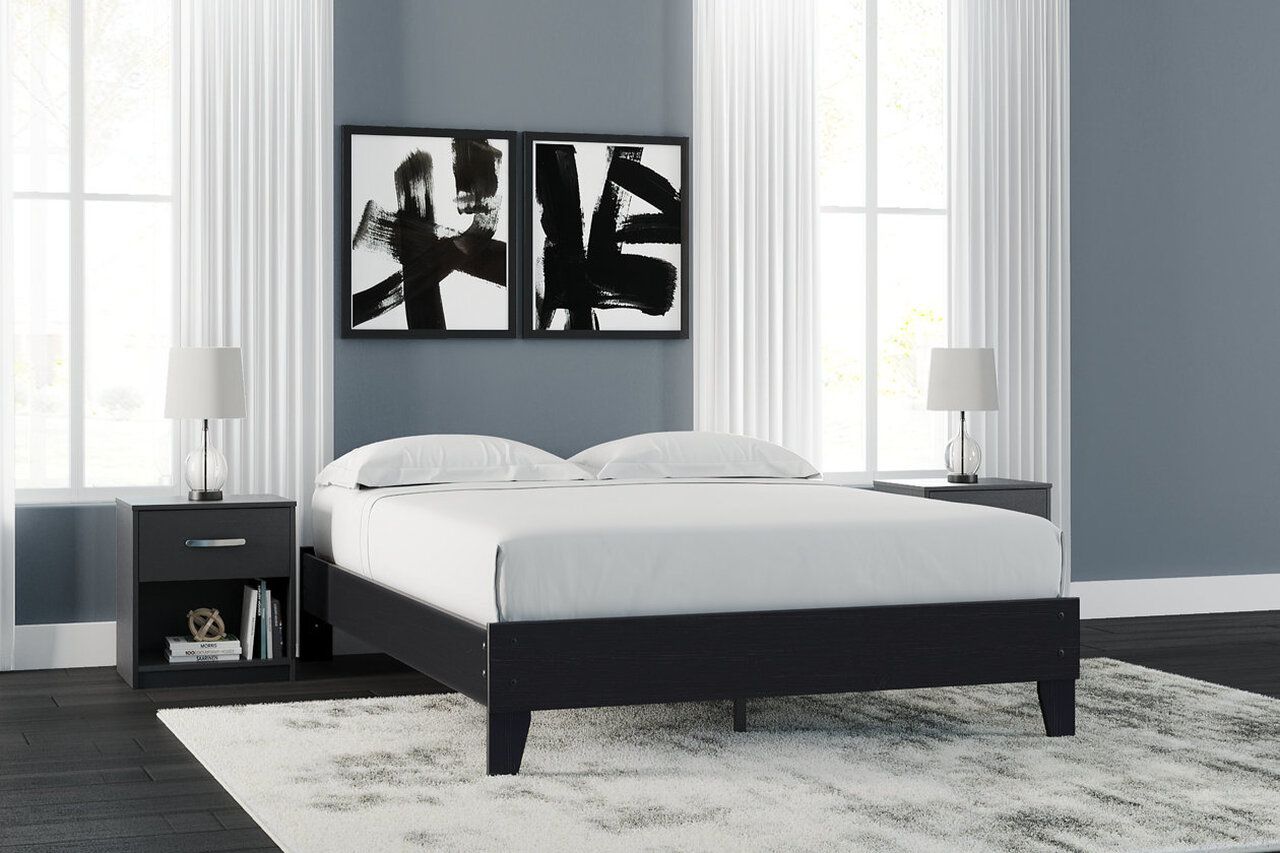 Finch Black Queen Platform Bed EB3392B2