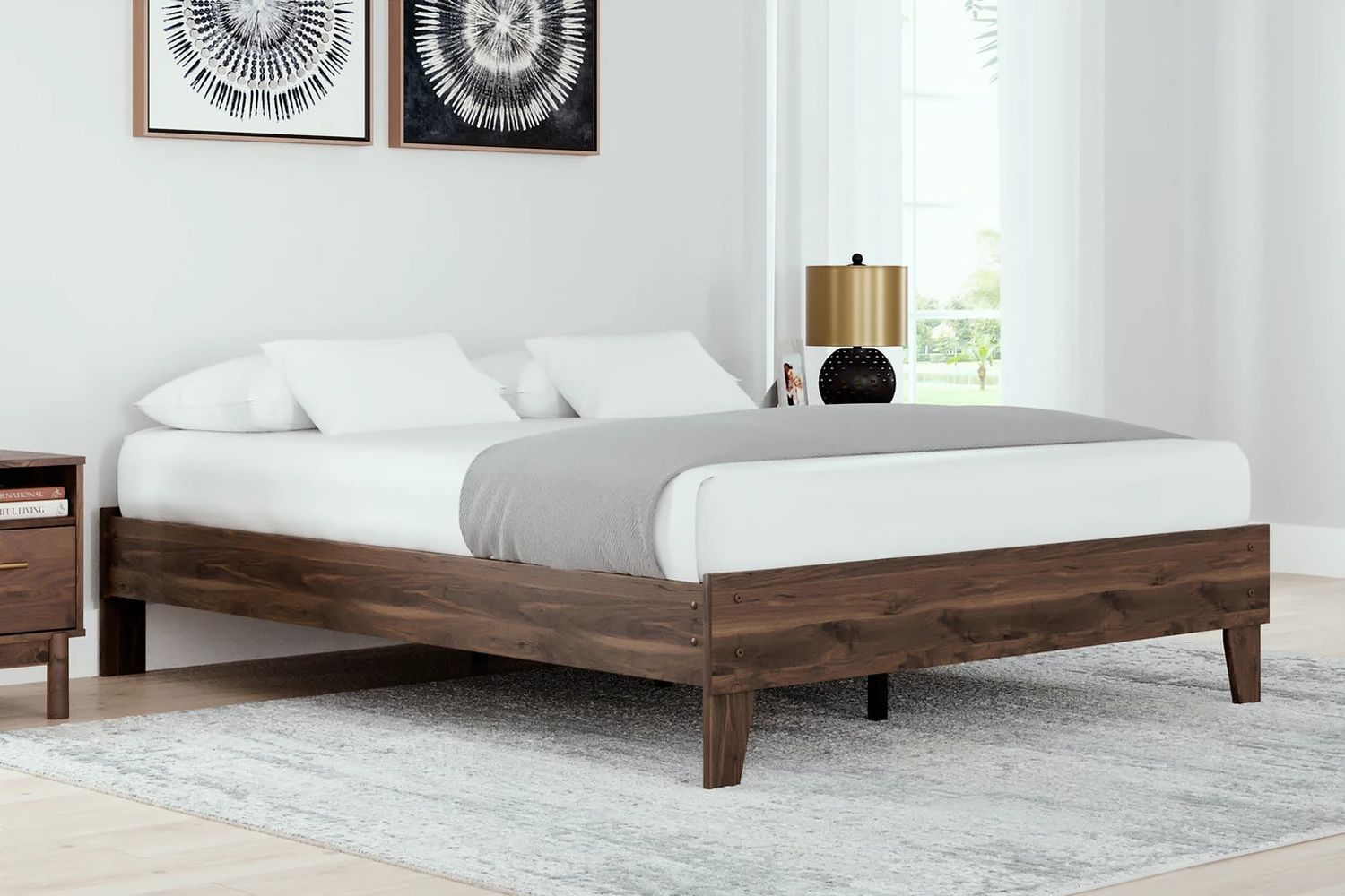 Calverson Mocha Queen Platform Bed without Headboard EB3660113