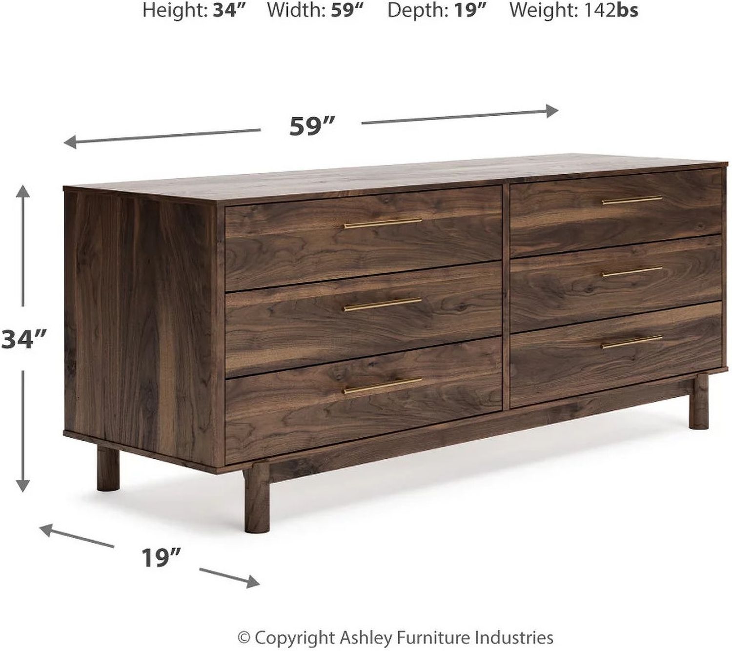 Calverson Mocha Six Drawer Dresser EB3660231