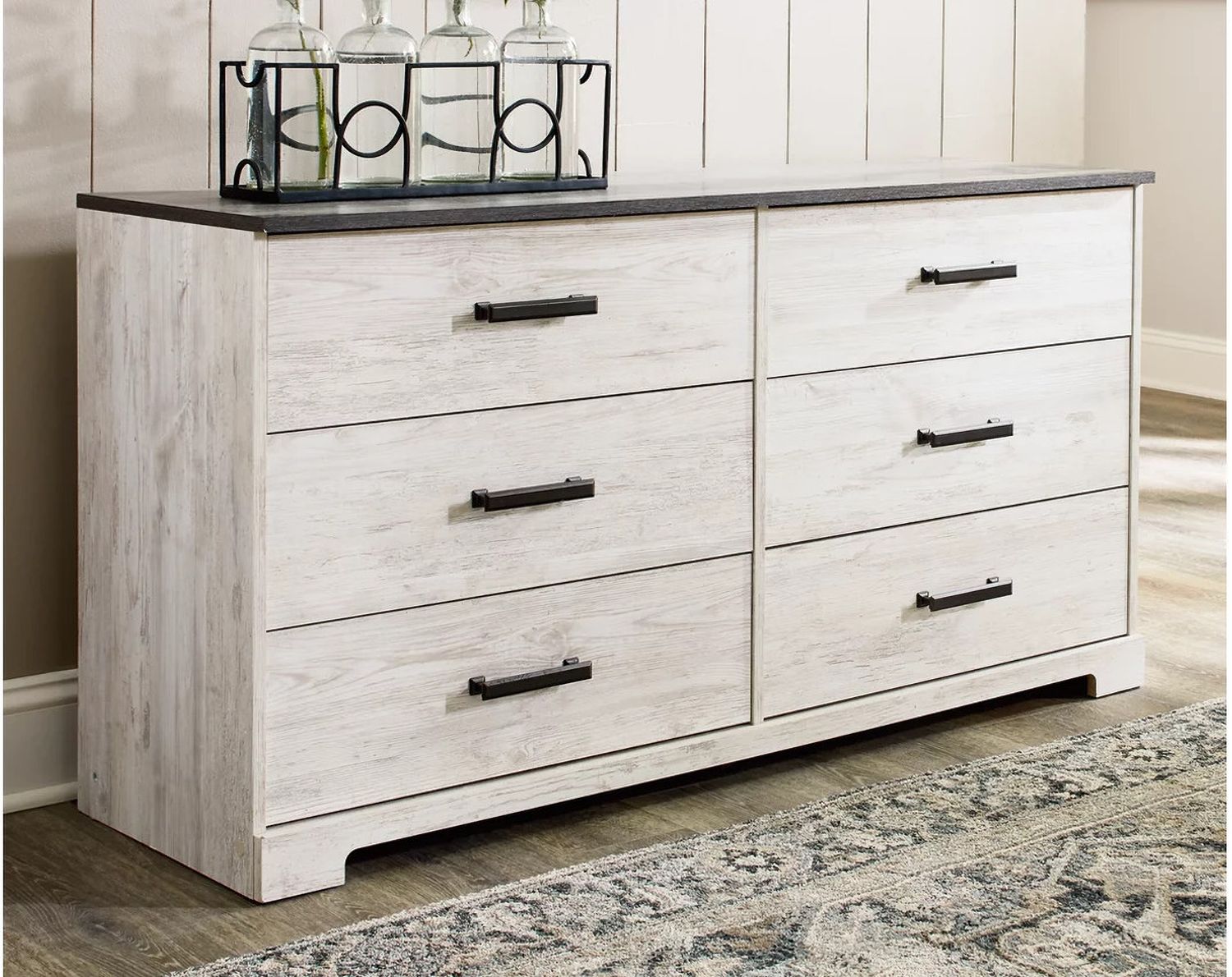 Shawburn Dresser In White Wash/Charcoal Gray EB4121131