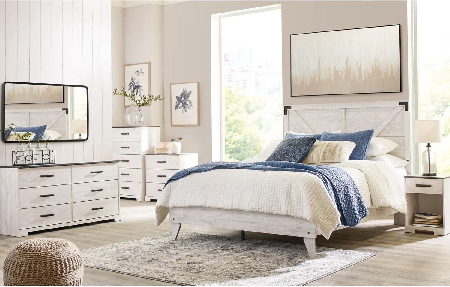 Shawburn Dresser In White Wash/Charcoal Gray EB4121131