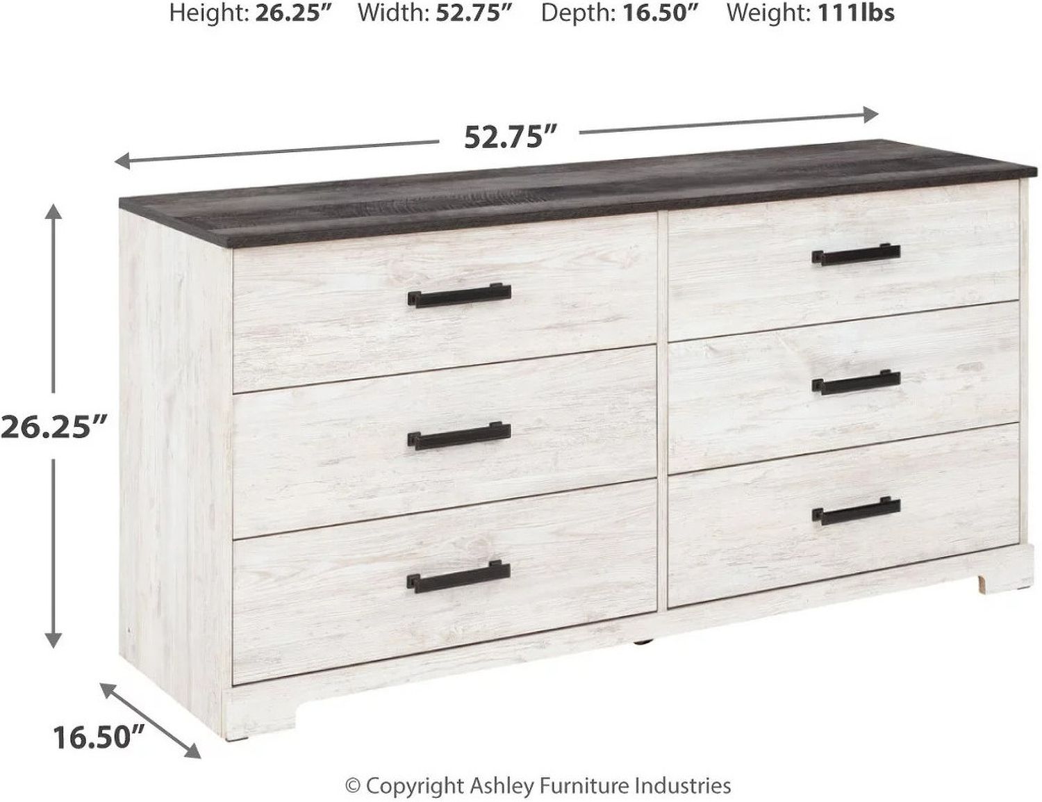 Shawburn Dresser In White Wash/Charcoal Gray EB4121131