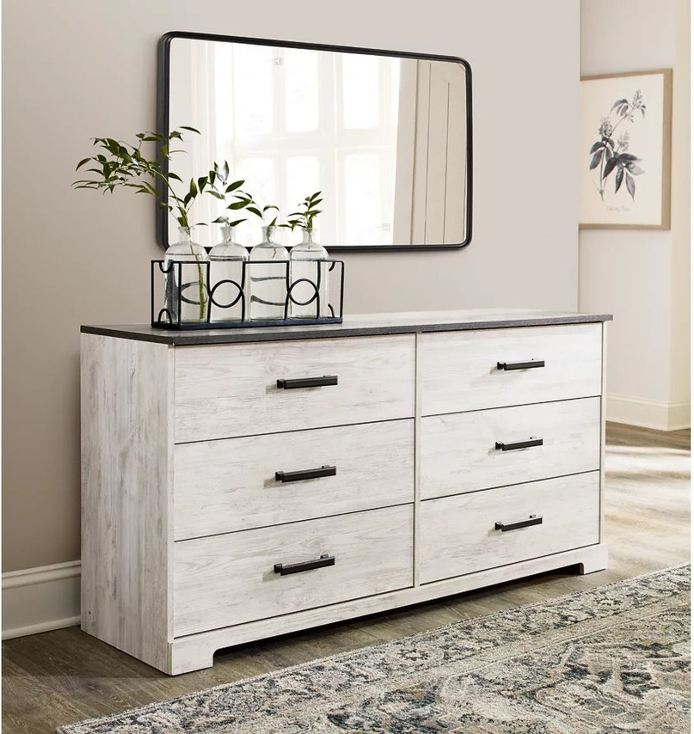 Shawburn Dresser In White Wash/Charcoal Gray EB4121131