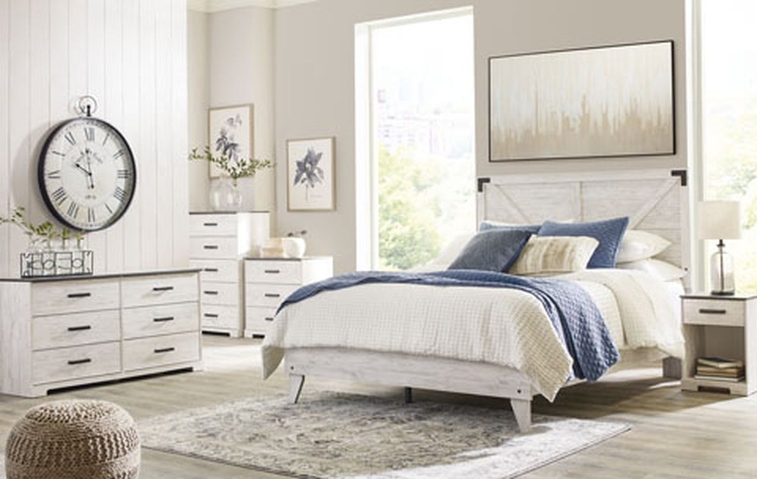 Shawburn Dresser In White Wash/Charcoal Gray EB4121131