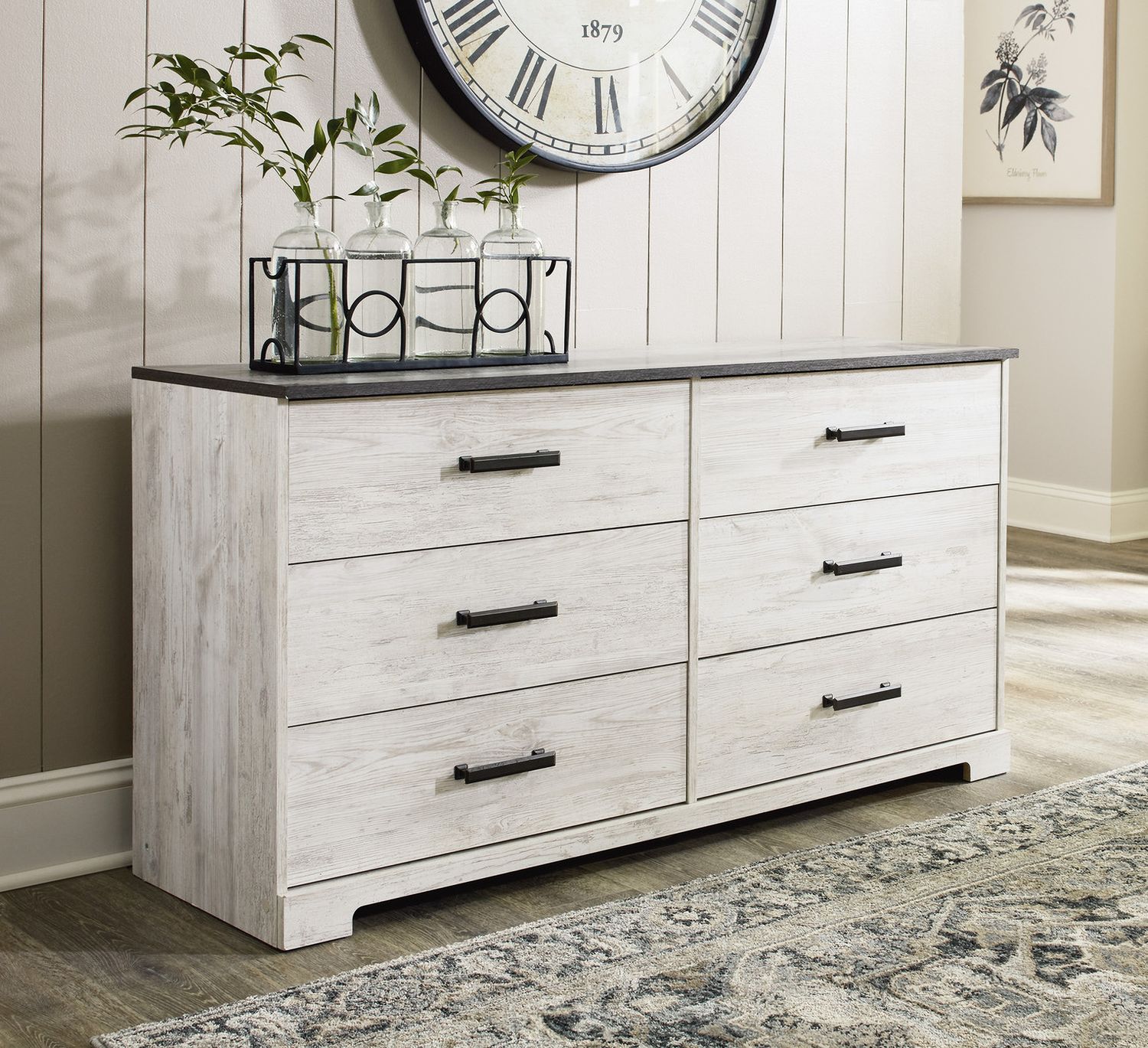 Shawburn Dresser In White Wash/Charcoal Gray EB4121131
