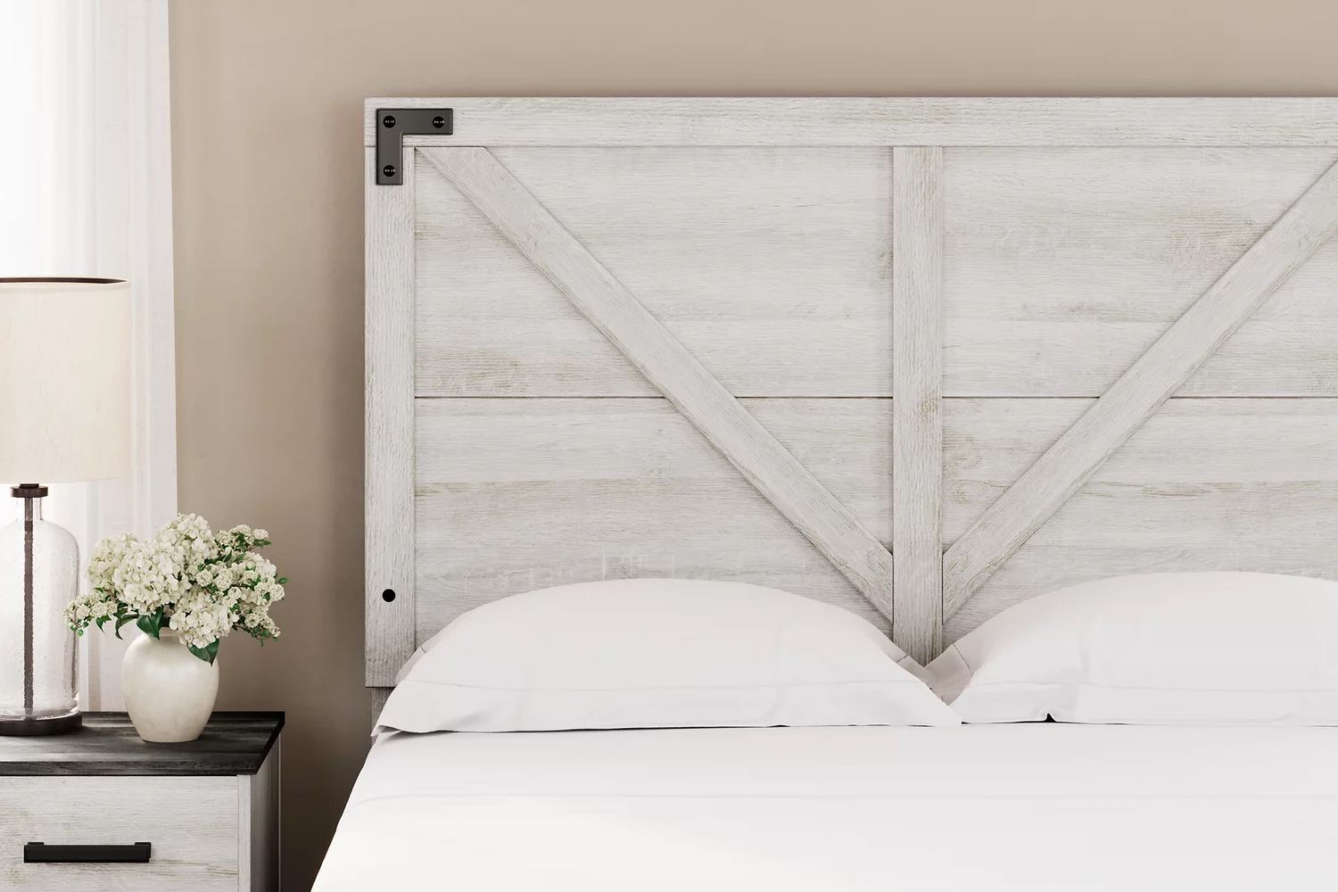Shawburn Whitewash Full Crossbuck Panel Headboard Only EB4121156