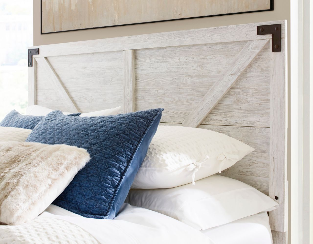 Shawburn Whitewash Full Crossbuck Panel Headboard Only EB4121156