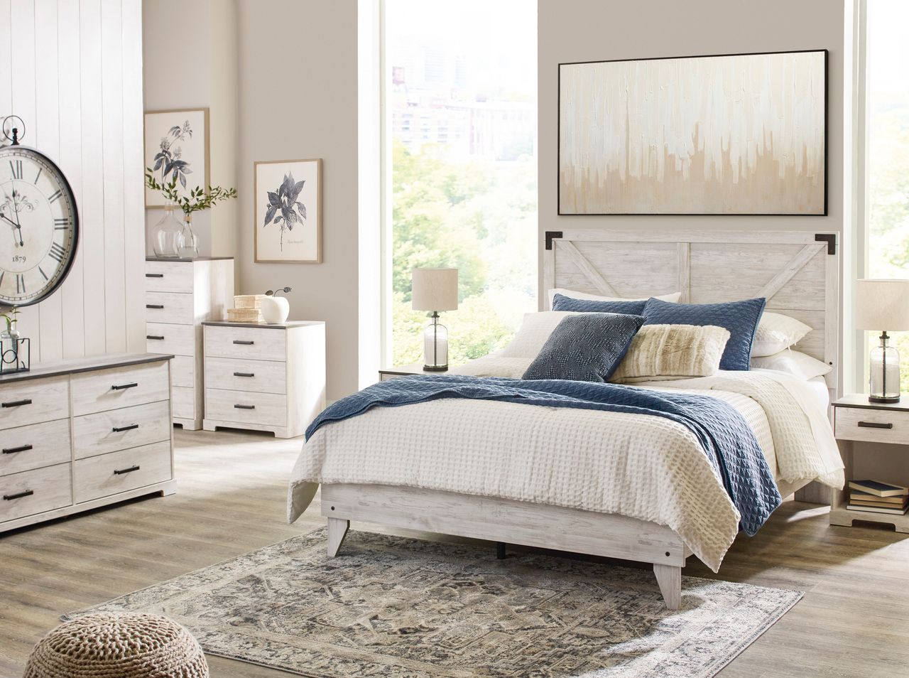 Shawburn White Wash Queen Crossbuck Panel Headboard Only EB4121157
