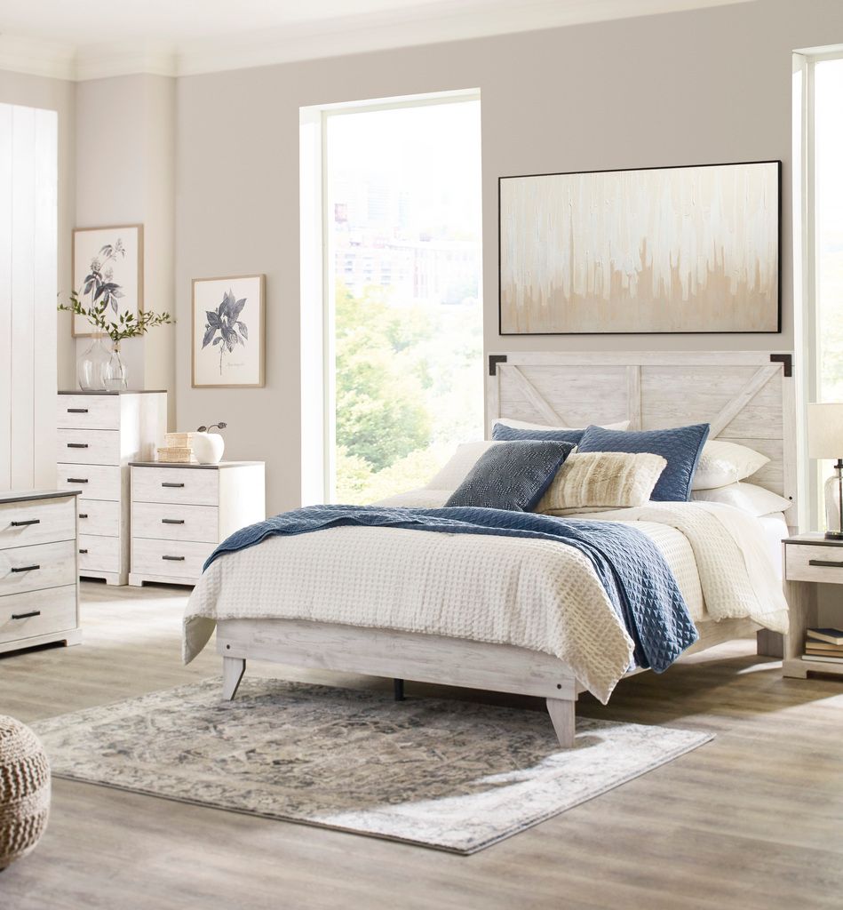 Shawburn White Wash Queen Crossbuck Panel Headboard Only EB4121157