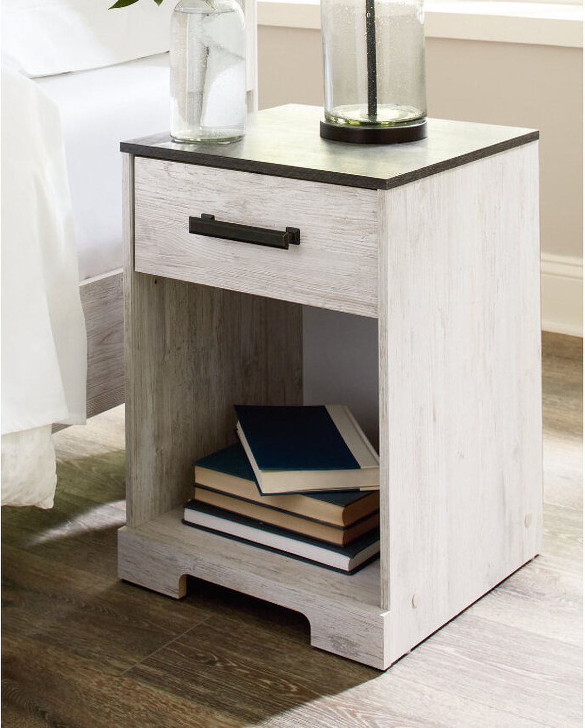 Shawburn Nightstand In White Wash And Charcoal Gray EB4121191