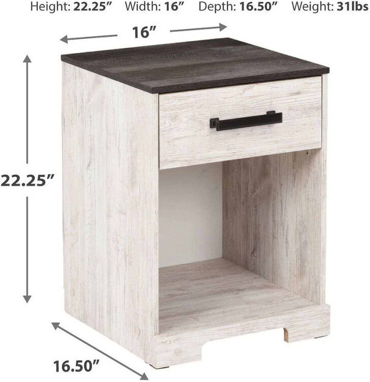 Shawburn Nightstand In White Wash And Charcoal Gray EB4121191