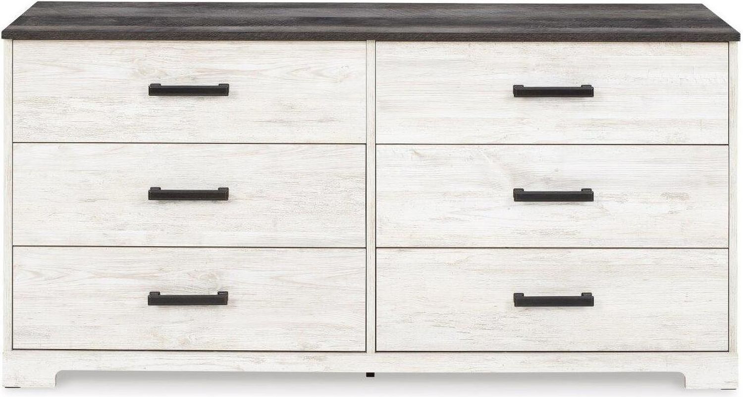 Shawburn Whitewash/Charcoal Gray Six Drawer Dresser EB4121231