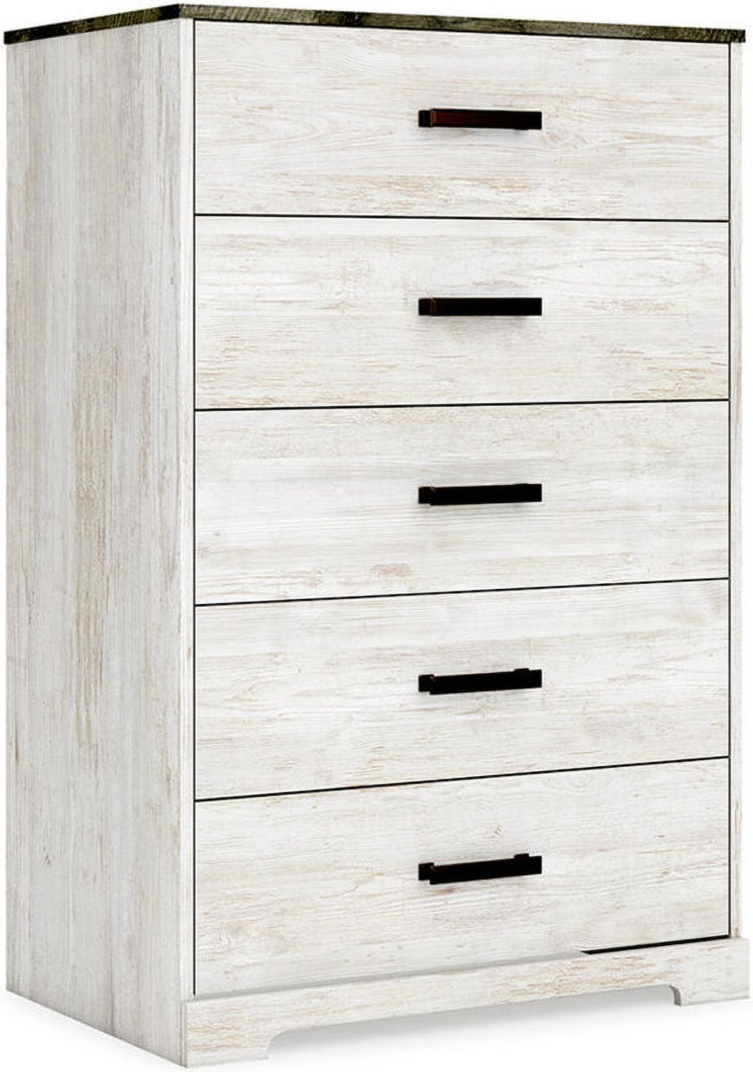 Shawburn Whitewash/Charcoal Gray Five Drawer Chest EB4121245