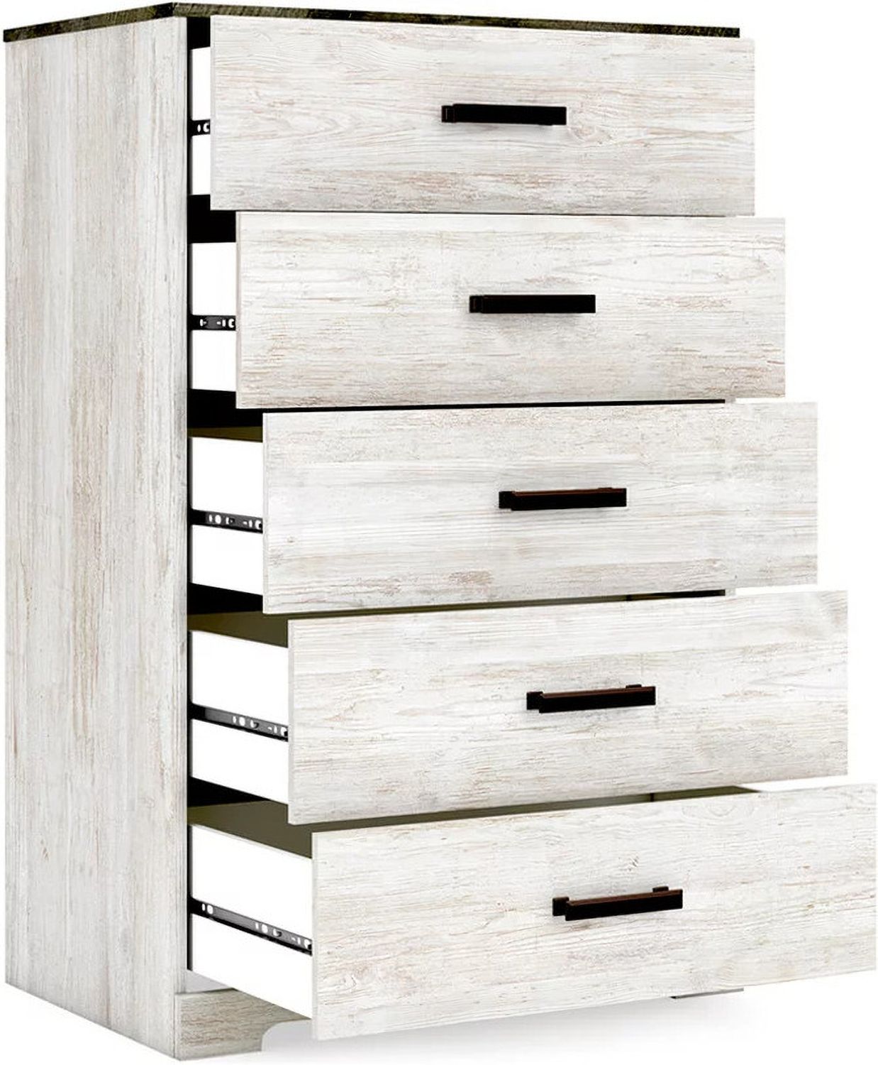 Shawburn Whitewash/Charcoal Gray Five Drawer Chest EB4121245