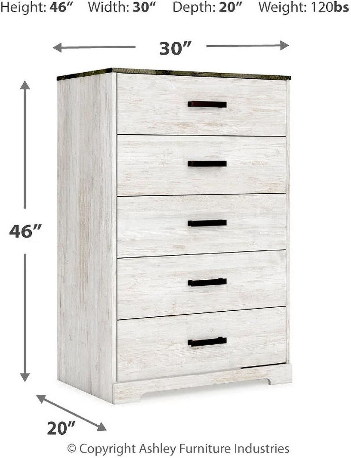 Shawburn Whitewash/Charcoal Gray Five Drawer Chest EB4121245