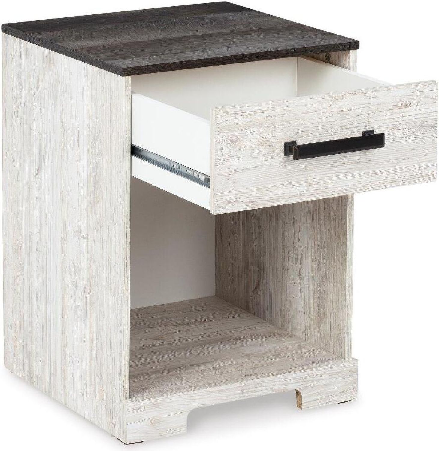 Shawburn Whitewash/Charcoal Gray One Drawer Night Stand EB4121291