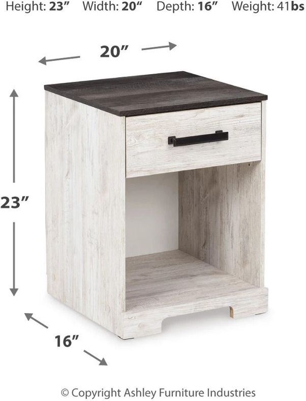 Shawburn Whitewash/Charcoal Gray One Drawer Night Stand EB4121291