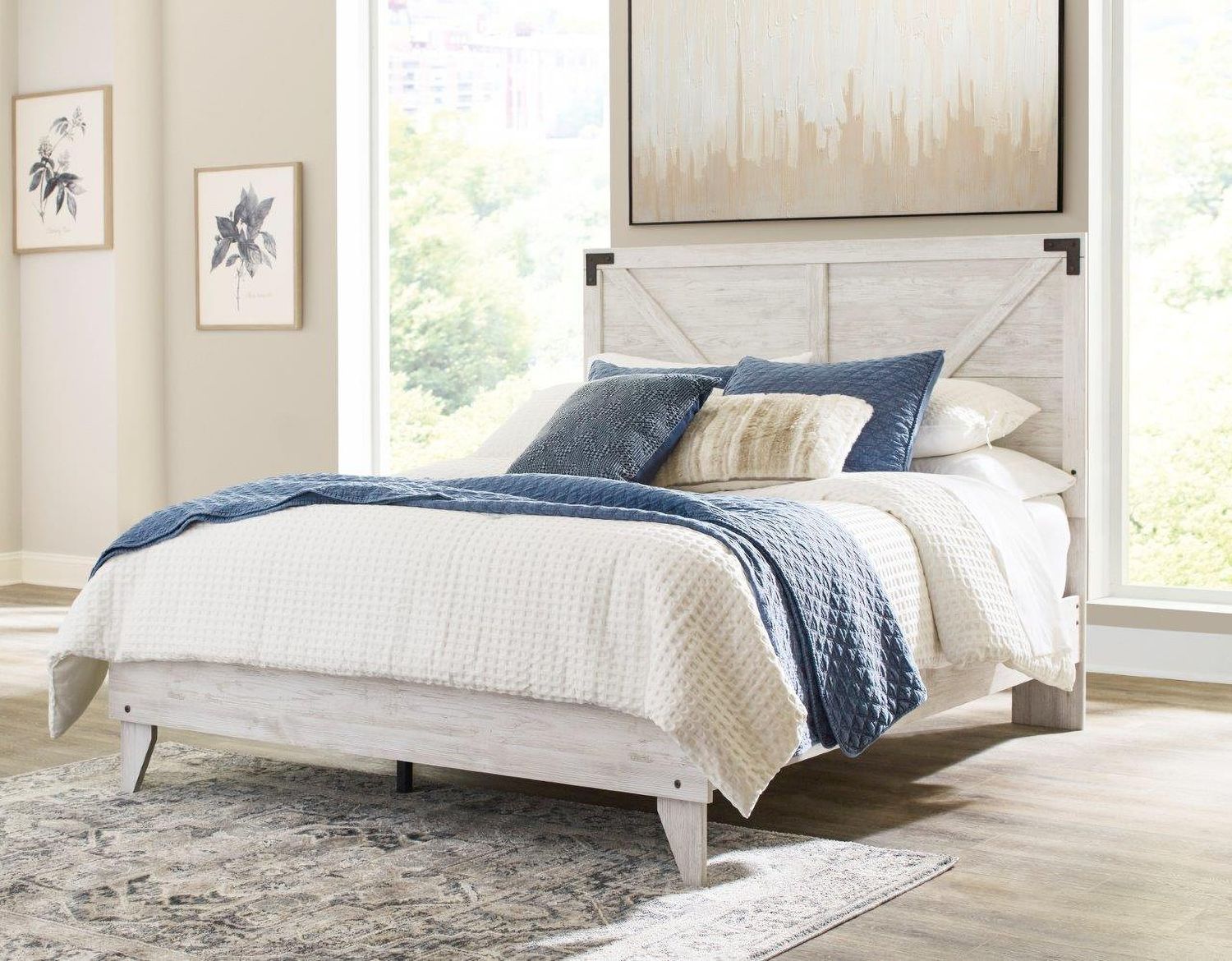 Shawburn White and Dark Charcoal Gray Queen Platform Bed EB4121B1