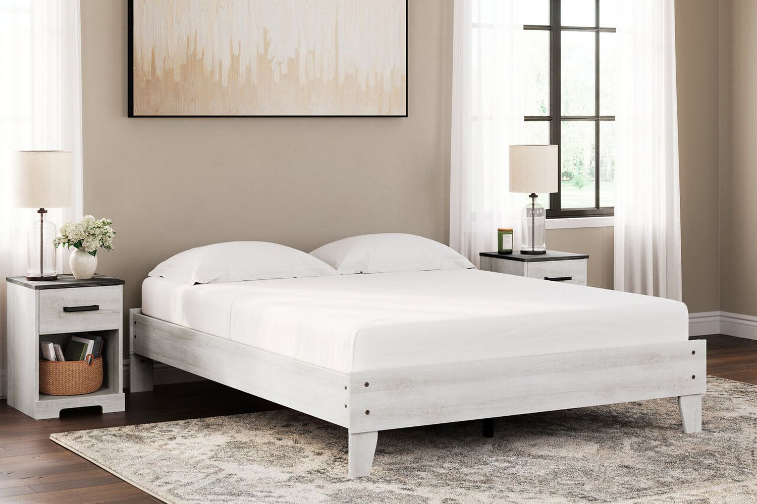 Shawburn White and Dark Charcoal Gray Queen Platform Bed EB4121B1