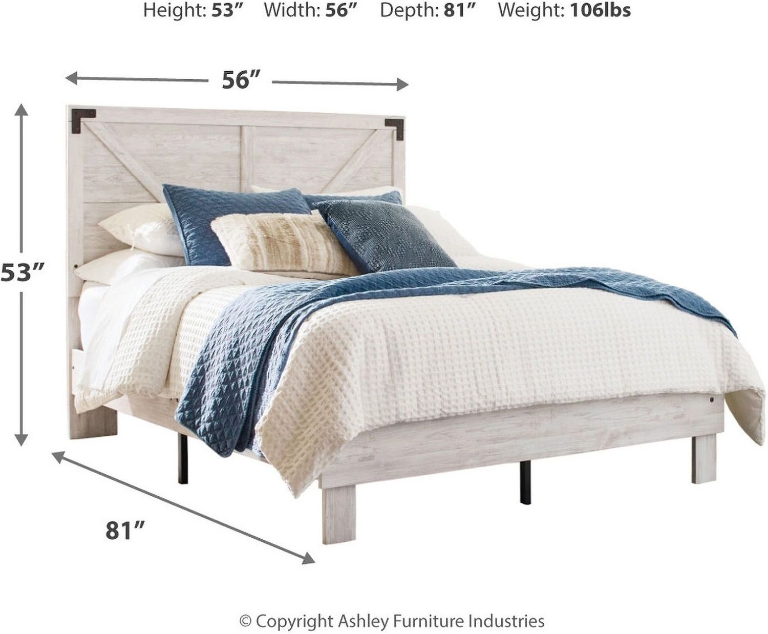 Shawburn White and Dark Charcoal Gray Full Platform Bed EB4121B2