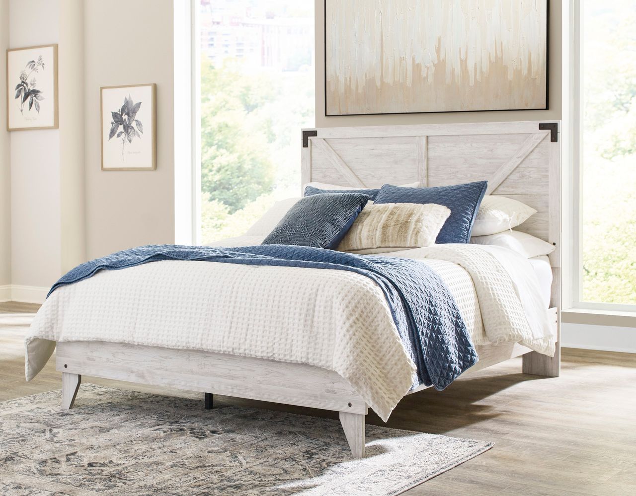 Shawburn White and Dark Charcoal Gray Full Platform Bed EB4121B2