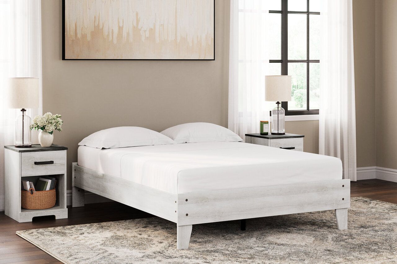 Shawburn White and Dark Charcoal Gray Full Platform Bed EB4121B2