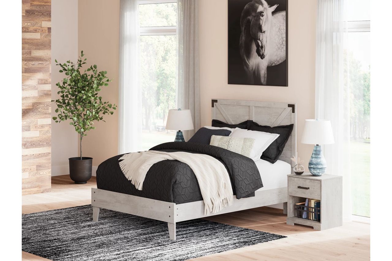 Shawburn Full Platform Bed with Headboard In Gray EB4123B1