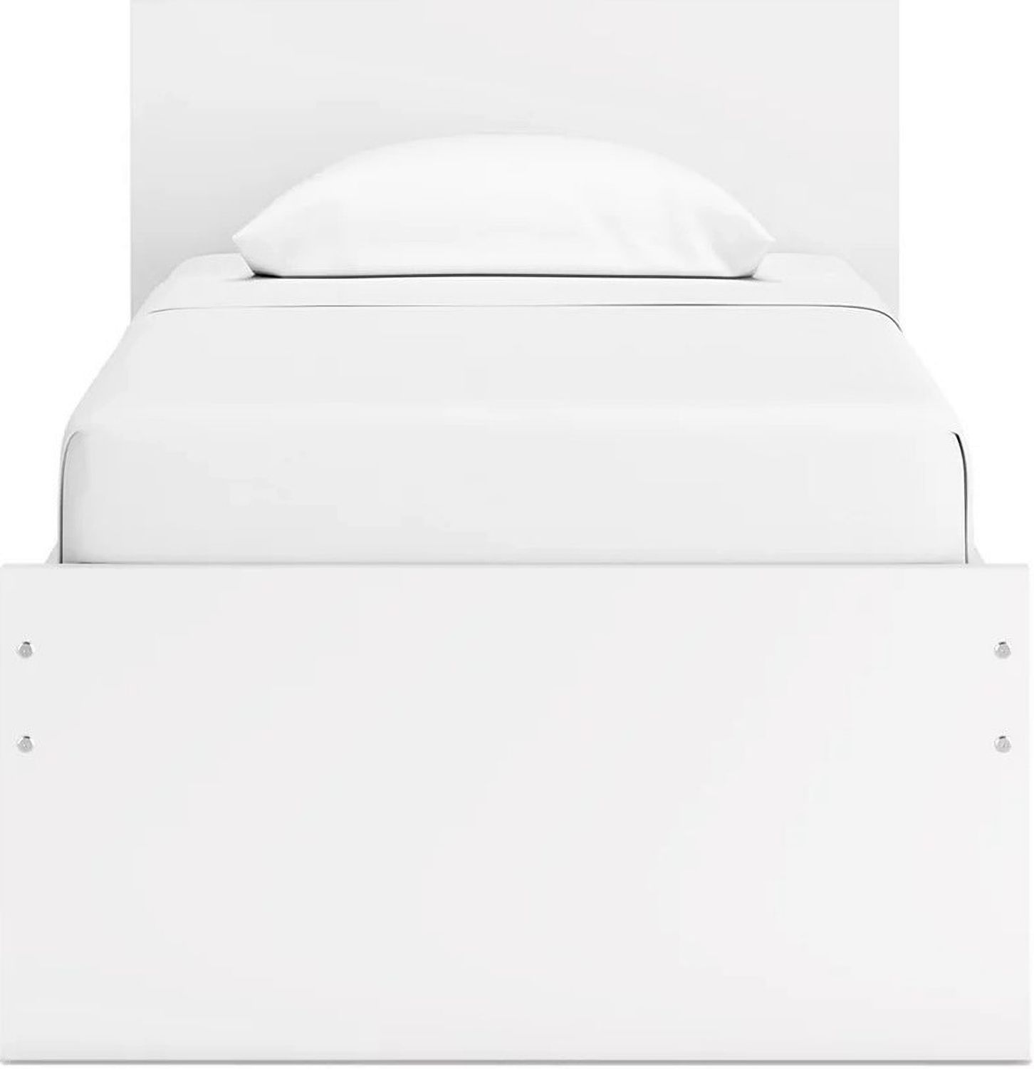 Onita Twin Panel Platform Bed with 1 Side Storage In White EB9630B10