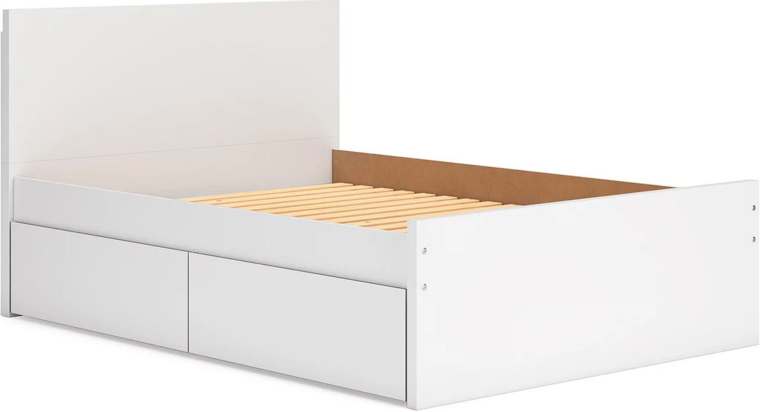 Onita Full Panel Platform Bed with 1 Side Storage In White EB9630B11