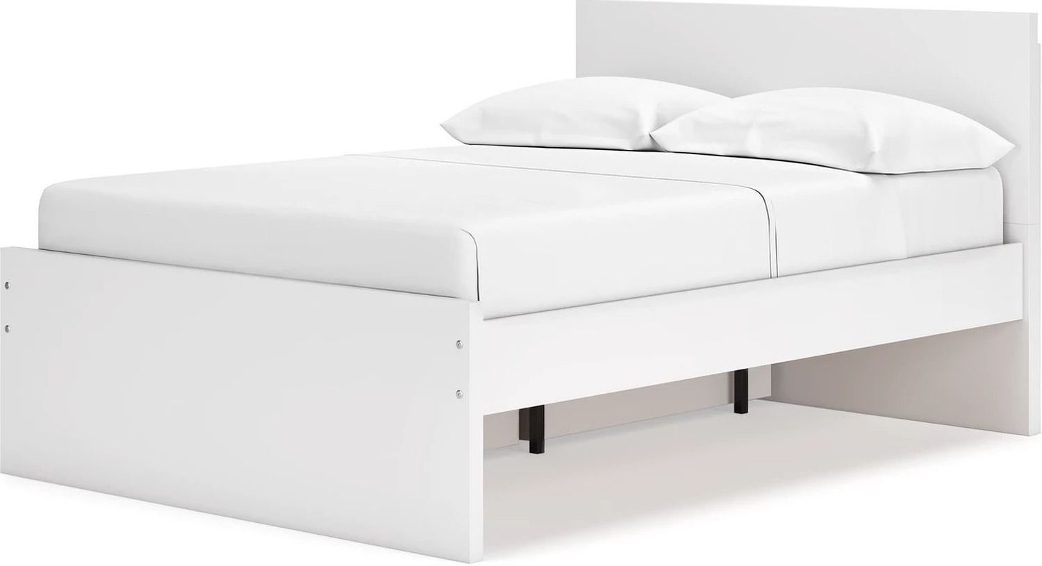 Onita Full Panel Platform Bed with 1 Side Storage In White EB9630B11