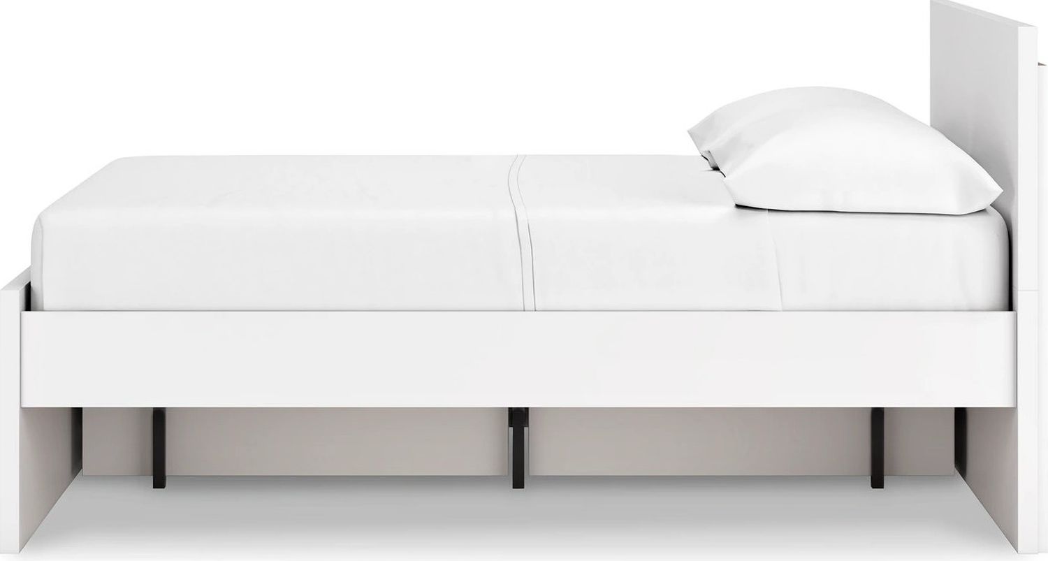 Onita Full Panel Platform Bed with 1 Side Storage In White EB9630B11