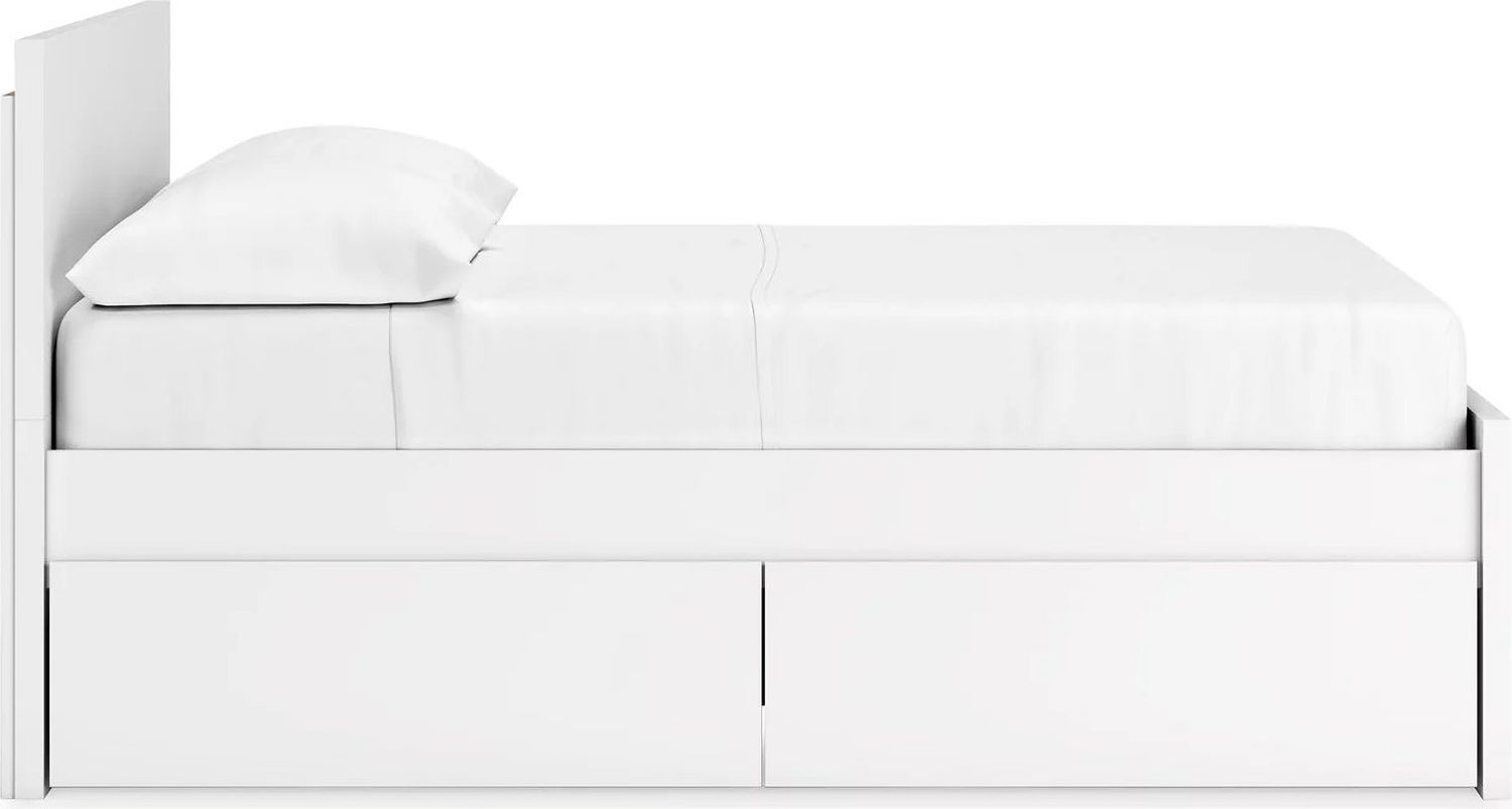 Onita Full Panel Platform Bed with 1 Side Storage In White EB9630B11