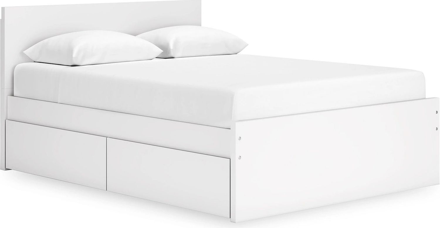 Onita Queen Panel Platform Bed with 1 Side Storage In White EB9630B12