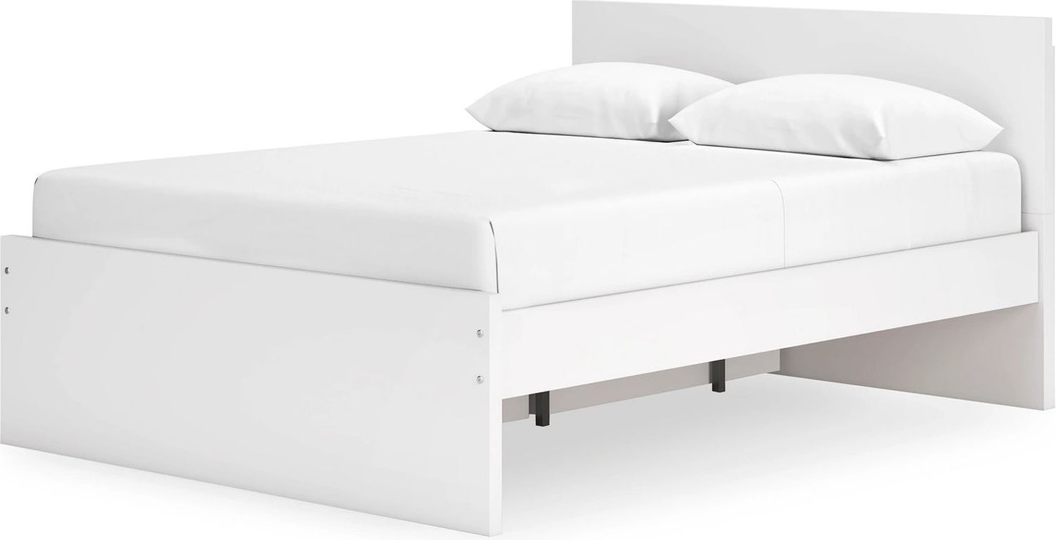 Onita Queen Panel Platform Bed with 1 Side Storage In White EB9630B12
