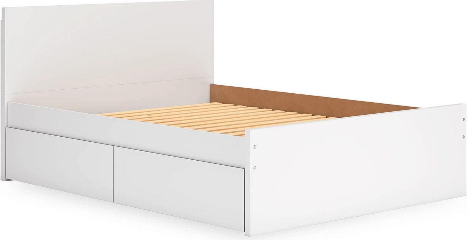 Onita Queen Panel Platform Bed with 1 Side Storage In White EB9630B12
