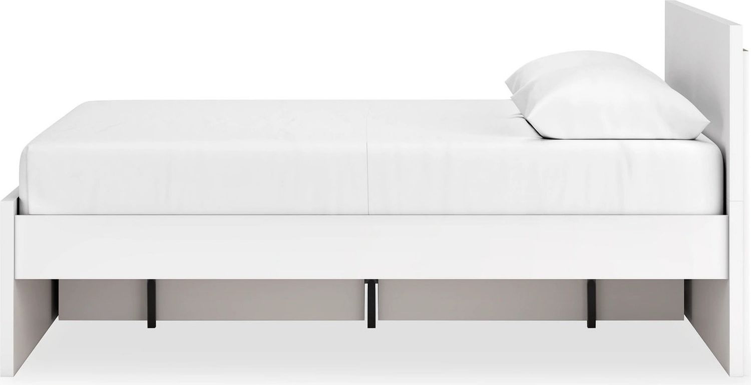 Onita Queen Panel Platform Bed with 1 Side Storage In White EB9630B12