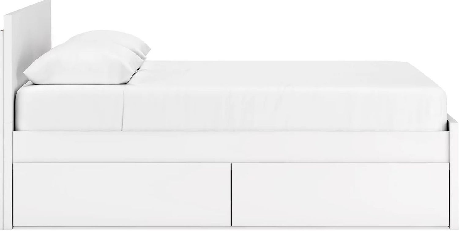 Onita Queen Panel Platform Bed with 1 Side Storage In White EB9630B12